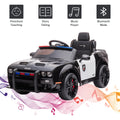Ride On Toys Kids Police Car, 12V Battery Powered Electric Police Truck with Remote Control, LED Siren Flashing Light, Spring Suspension, Music, Horn, SUV Vehicle Gift for Children, Black, S1758