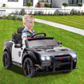Ride On Toys Kids Police Car, 12V Battery Powered Electric Police Truck with Remote Control, LED Siren Flashing Light, Spring Suspension, Music, Horn, SUV Vehicle Gift for Children, Black, S1758