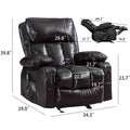 Recliner Chair for Psychotherapy Room, Single PU Leather Massage Chair with Remote Control, Ergonomic Rocking Function Recliner Lounge w/Padded Seat Backrest, for Home, Living Room, S12571