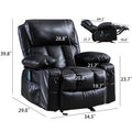 Recliner Chair for Psychotherapy Room, Single PU Leather Massage Chair with Remote Control, Ergonomic Rocking Function Recliner Lounge w/Padded Seat Backrest, for Home, Living Room, S12571