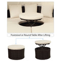 4 Piece Patio Daybed Set, Outdoor Round Daybed with Retractable Canopy, 2 Separates Cushioned Seats & 1 Round Center Table, PE Rattan Conversation Sofa Set for Porch Pool Garden Deck, K2533