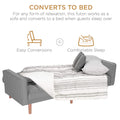 SEGMART 76'' Sofa Bed with 2 Pillows, Recliner Couch with 5 Solid Wooden Legs, Light Grey, SS386