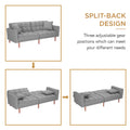 SEGMART 76'' Sofa Bed with 2 Pillows, Recliner Couch with 5 Solid Wooden Legs, Light Grey, SS386