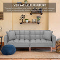 SEGMART 76'' Sofa Bed with 2 Pillows, Recliner Couch with 5 Solid Wooden Legs, Light Grey, SS386