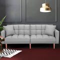 SEGMART 76'' Sofa Bed with 2 Pillows, Recliner Couch with 5 Solid Wooden Legs, Light Grey, SS386