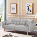 SEGMART 76'' Sofa Bed with 2 Pillows, Recliner Couch with 5 Solid Wooden Legs, Light Grey, SS386