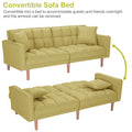 SEGMART 76'' Sofa Bed with 2 Pillows, Recliner Couch with 5 Solid Wooden Legs, Light Grey, SS386