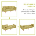 SEGMART 76'' Sofa Bed with 2 Pillows, Recliner Couch with 5 Solid Wooden Legs, Light Grey, SS386
