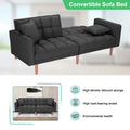 SEGMART 76'' Sofa Bed with 2 Pillows, Recliner Couch with 5 Solid Wooden Legs, Light Grey, SS386