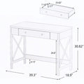 Makeup Vanity Table for Teen Girls, X Design Accent Makeup Vanity Set with Large Storage Drawer, White, S9204