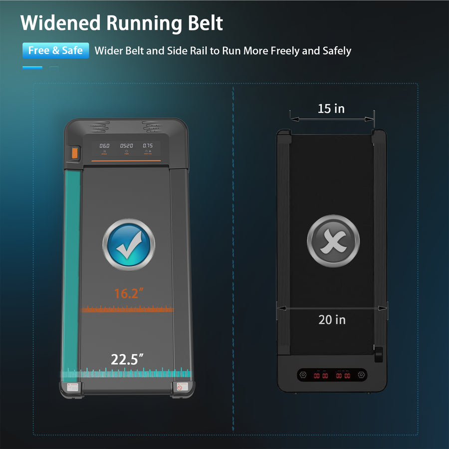 SEGMART Electric Under Desk Treadmill w/3 Big LED Display , 22.5'' Wide Tread Belt Treadmills for Home, 2.5 HP Walking Pad with Remote Controll, for Home & Gym Cardio Fitness, S1662