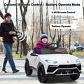Kids Electric Cars for Backyard, Licensed Lamborghini Ride-on Toy, 12V Rechargeable Battery Electric 4 Wheels Car with Remote Control, Horn, Radio, USB Port, Spring Suspension, LED Light, Blue, SS2461