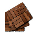Segmart Wood Interlocking Deck Tiles, 12" × 12" Pack of 10 Outdoor Flooring for Patio, Click Floor Decking Tile, Waterproof Balcony Flooring, Natural Color, SS2009
