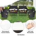 Clearance!Outdoor Patio Furniture Set, 8 Piece Patio Conversation Set with 2 Glass Dining Tables, 2 Loveseats & 4 Wicker Chairs, Modern Outdoor Rattan Wicker Patio Set for Yard, Porch, Pool, L3135