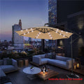 Patio Umbrella with Led Lights, 10FT Solar LED Offset Outdoor Umbrella, Hanging Cantilever Market Patio Umbrella with Crank, Cross Base, Backyard Offset Umbrella for Garden Pool Deck, L6088