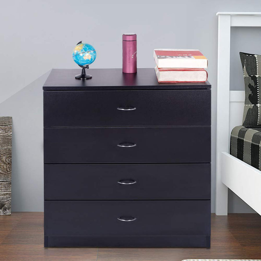 Dressers for Bedroom, Heavy Duty 4-Drawer Wood Chest of Drawers, Modern Storage Bedroom Chest for Kids Room, Black Vertical Storage Cabinet for Bathroom, Closet, Entryway, Hallway, Nursery, L2027