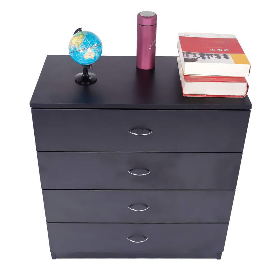 Dressers for Bedroom, Heavy Duty 4-Drawer Wood Chest of Drawers, Modern Storage Bedroom Chest for Kids Room, Black Vertical Storage Cabinet for Bathroom, Closet, Entryway, Hallway, Nursery, L2027