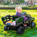 Upgrade Battery-Powered Tractor Cars for Kids, 12V Ride on Tractor Toys with Trailer, Boys Ride on Car Toy with Remote Control, 3 Speeds Ride on Toys for Boys Girls, Horn, LED Lights, Radio, L5774