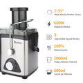 Vegetable Juicer Juice Extractor, SEGMART 600W Orange Juicer Cold Press Juicer Machine, 3 Speed Electric Juicer Wide Mouth, Fruit Juicer with Overheating Protection, Easy Clean, Stainless Steel, H1744