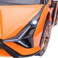 Ride on Car Toys for Boys Girls, 12V Ride on Cars with Remote Control, Battery Powered Ride on Sport Car, Orange Ride on Toys with LED Lights/Safety-Belt/Horn, LLL3365