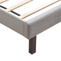Bed Frame, Queen Size Velvet Tufted Upholstered Platform Bed with Headboard, 600lbs Capacity Bed Frame Furniture with Wood Slat Support, Modern Mattress Foundation for Adult, Grey, SS785
