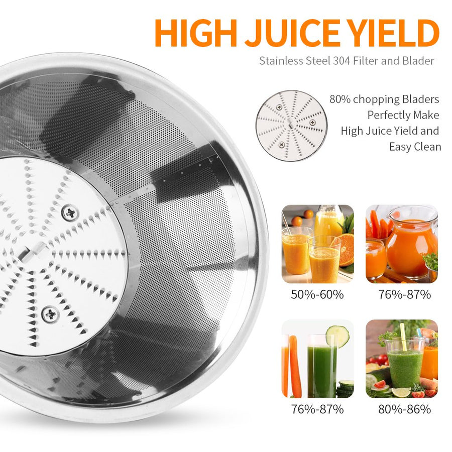 Vegetable Juicer Juice Extractor, SEGMART 600W Orange Juicer Cold Press Juicer Machine, 3 Speed Electric Juicer Wide Mouth, Fruit Juicer with Overheating Protection, Easy Clean, Stainless Steel, H1744