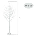 4 Feet Pre-Lit Christmas Tree with Lights, Upgraded 48 LED Birch Christmas Tree Christmas Ornament for Festival, Wedding, Party, Indoor and Outdoor Home Decoration, White, LL124