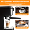 Espresso Machine with Milk Frother, Kitchen Espresso Coffee Maker, 20 Bar Coffee Machine W/ Removable Water Tank & Double Temperature Control System, Espresso Maker for Latte Mocha, Black, B24