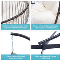 Outdoor Hanging Egg Chair, Patio Wicker Swinging Hanging Chairs with Stand, UV Resistant Hammock Chair with Cushion, 250lbs, S10002