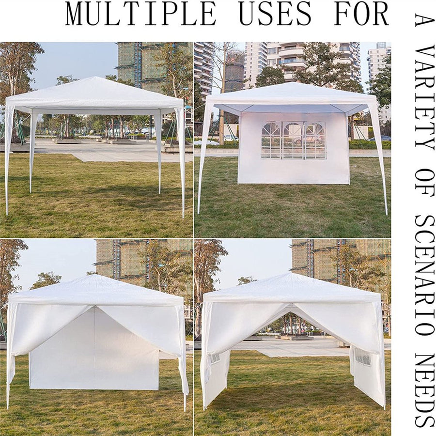 Canopy Party Tent for Outside,10' x 10' Outdoor Canopy Tent with 4 Side Walls, SEGMART Upgraded Outdoor Party Wedding Tent, White Backyard Tent for Catering Garden Beach Camping, L172