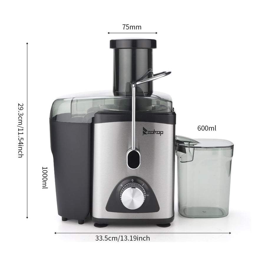 Vegetable Juicer Juice Extractor, SEGMART 600W Orange Juicer Cold Press Juicer Machine, 3 Speed Electric Juicer Wide Mouth, Fruit Juicer with Overheating Protection, Easy Clean, Stainless Steel, H1744