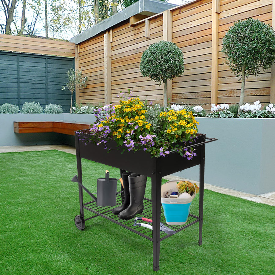 Segmart Raised Garden Bed, Outdoor/Indoor Herb Garden Above Ground Raised Planter Boxes with Legs, Raised Garden Bed On Wheels Patio for Vegetable herb, SS2205