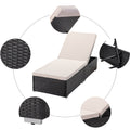 Outdoor Lounge Chairs, 3Pcs Patio Chaise Lounge Chairs Furniture Set with Adjustable Back and Coffee Table, All-Weather Rattan Reclining Lounge Chair for Beach, Backyard, Porch, Garden, Pool, S1002