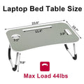 Fold Laptop Desk for Bed, Portable Laptop Bed Tray with Legs, Small Lazy Laptop Bed Tray with iPad Slots, Gray Laptop Table for Adults/Students/Kids, Eating Working Desk for Couch/Sofa/Floor, L