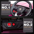 12V Ride on Cars Gift for 3-5 Years Old Boys Girls, Kids Lamborghini Ride on Toys with Remote, Ride on Truck for Kids, Pink Electric Vehicle Ride on Toys w/ LED Lights, MP3 Music, L