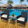 Patio Furniture Sets Clearance, 3 Piece Wicker Patio Set with Glass Dining Table, Modern Bistro Patio Set Rattan Chair Conversation Sets with Coffee Table for Backyard, Porch, Garden, Poolside, L3091