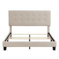 SEGMART Upholstered Platform Queen Bed Frame, Button Tufted Bed Frame with Headboard, Linen Fabric Bed Frame with Wood Slat Support, Box Spring Needed, 500lbs, Beige, SS713