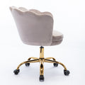 Office Desk, Modern Swivel Velvet Office Chair, Ergonomic Vanity Armchair with Padded Back Seat, Height Adjustable Mid Back Computer Desk Chair for Living Room/Bedroom, Gray, LL344
