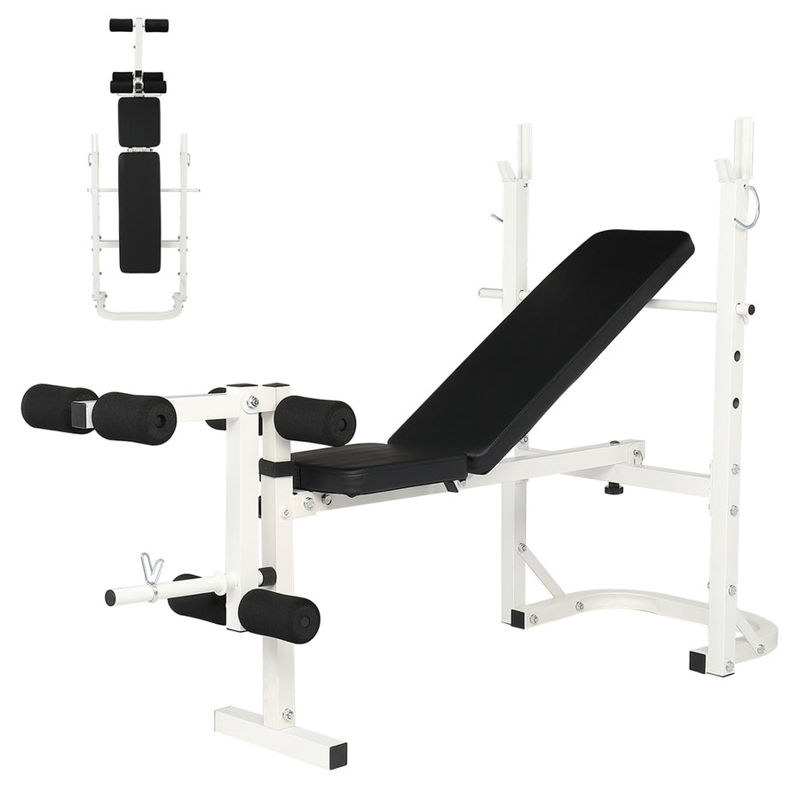 Gym Weight Bench, Adjustable Weight Bench with 6-roll Leg Developer, Incline Decline Workout Bench for Full Body, Heavy Duty Exercise Fitness Bench for Home, 440 lbs, L