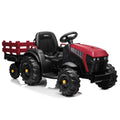 Power Tries Kids Ride on Car Toy, SEGMART 12V Ride-On Agricultural Vehicle with Trailer, Boys & Girls Kid Tractor with Charger, 2 Speeds, Music, Birthday Gift for 1-5 Boys & Girls, Red, SS026
