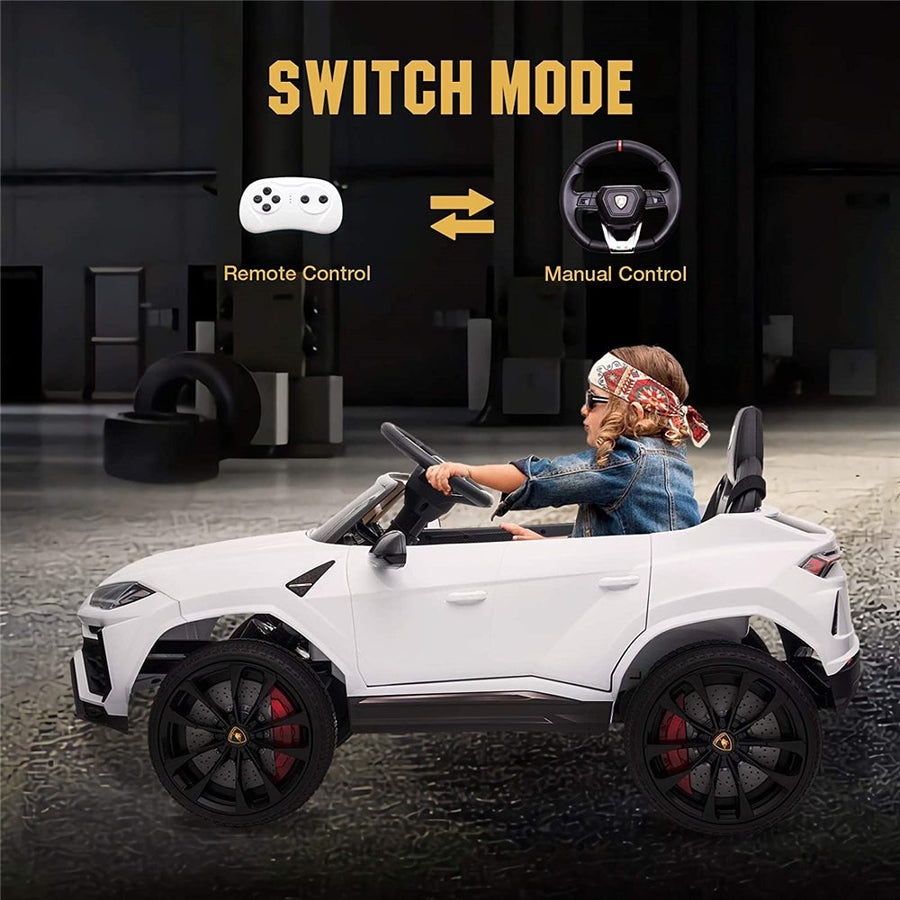 12 V Ride on Toys With Remote, SEGMART 12V Kids Electric Ride On Car for Boys Girls, Battery Powered Electric Vehicles with Remote Control, LED Lights, Music, Horn, Kids Gifts, White, LL617