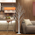 4 Feet Pre-Lit Christmas Tree with Lights, Upgraded 48 LED Birch Christmas Tree Christmas Ornament for Festival, Wedding, Party, Indoor and Outdoor Home Decoration, White, LL124
