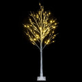 6 Feet Christmas Tree with 96 LED Lamp, White Birch Christmas Tree with Warm White LED Lights & PVC Stand, for Christmas Holiday Party Decorations Tree Plugin Indoor Outdoor Use, Warm White, S6933