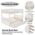 Solid Wood Bunk Beds for Kids, SEGMART White Full over Full Bunk Bed with Trundle, Solid Wood Full Bunk Bed with Ladder, Full Size Detachable Bunk Bed Frame for Kids, Boys, Girls, Teens, LLL1470
