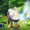 Portable BBQ Grills Clearance Charcoal with Wheels, Upgrade Steel Camping Grill, Outdoor Charcoal Grills for Barbecue Picnic Trailing Camping Outdoor, 18-Inch, Black