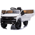 Licensed Chevrolet 12V Ride on Toys for Kids, Ride on Truck w/ Remote Control, Toddler Electric Motorized Vehicles Ride on Cars Christmas Gifts for Girls Boys, Spring Suspension, White, L