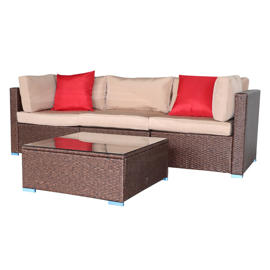 Patio Furniture Set Clearance, 4 Piece Patio Furniture Sets with Armless Sofa, Coffee Table, 2 Corner Sofas, 2 Pillows, All-Weather Patio Sectional Sofa Set with Cushions for Backyard Garden Pool, L