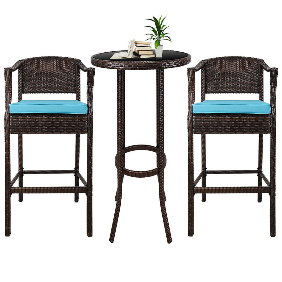 Clearance! 3 Piece Patio Set, Outdoor Patio Furniture Sets with Glass Coffee Table, Modern Wicker Patio Set Rattan Chair Conversation Sets with Cushions for Backyard, Porch, Garden, Poolside, LLL1783