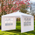 Outdoor Party Tent with 3 Side Walls, 10' x 10' White Backyard Tent for Outside, 2021 Upgraded Patio Gazebo Sunshade Shelter, Outdoor Wedding Canopy Tent for Parties Garden Pool, I7412