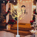 6 Feet Pre-Lit Christmas Tree with Lights, Upgraded 96 LED Birch Christmas Tree Christmas Ornament for Festival, Wedding, Party, Indoor and Outdoor Home Decoration, White, LL134